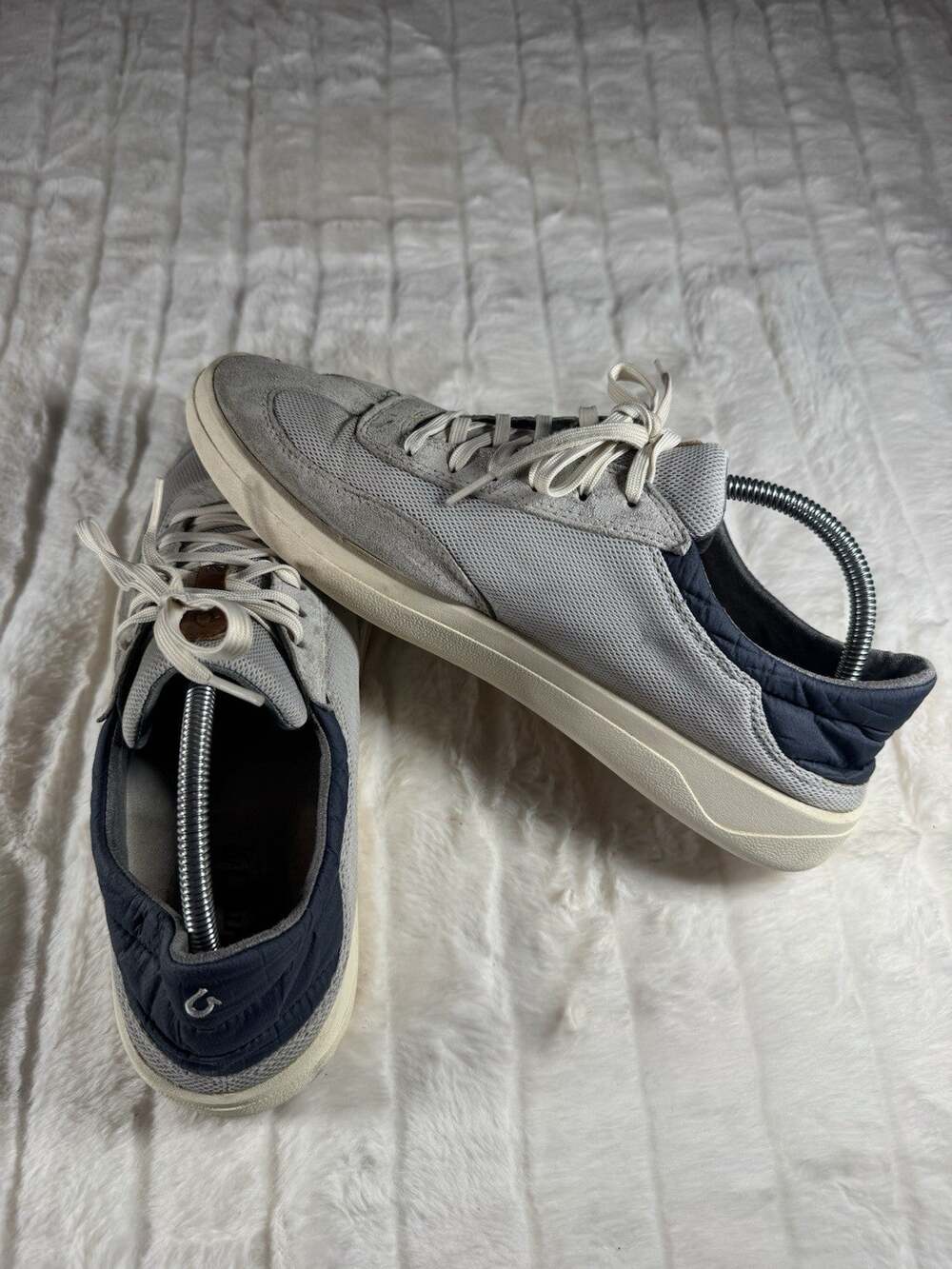 Olukai Men's Size 11 Gray Navy Suede Mesh Lace Up Casual Sneakers Shoes